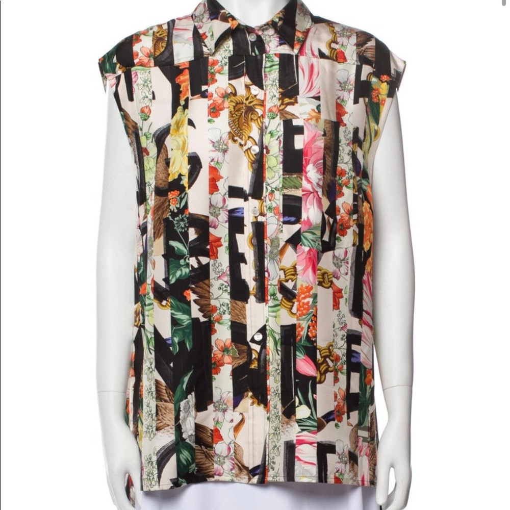 Burberry silk sleeveless button up tank